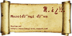 Mozolányi Éva névjegykártya